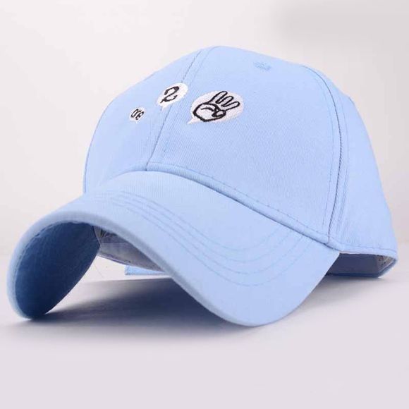 Stylish Hand and Letter Embroidery Light Blue Sunny Summer Men's Baseball Cap - Bleu clair 