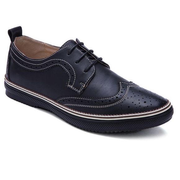 Trendy Engraving and PU Leather Design Men's Casual Shoes - Noir 43