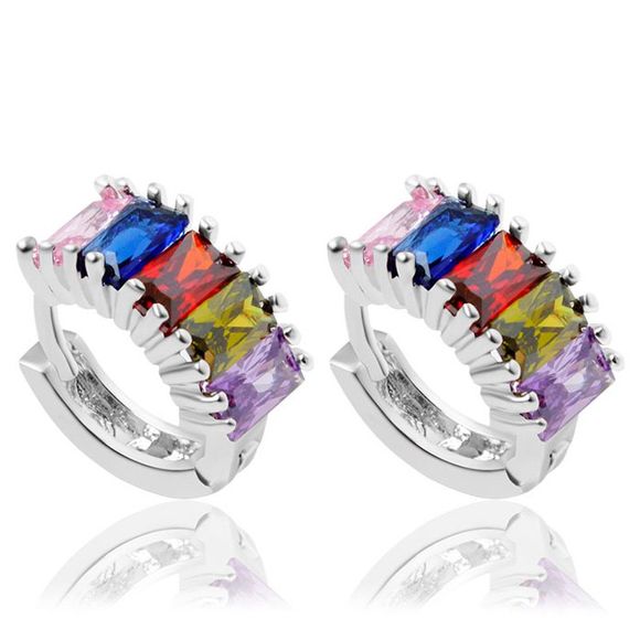 Paire de Elégant Colorful Faux Gem Boucles d'oreilles clip pour les femmes - multicolore 