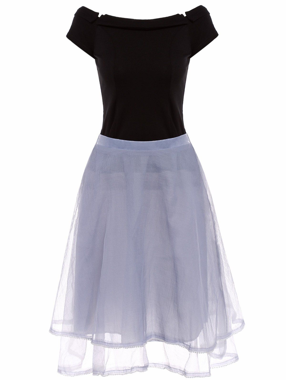 

Elegant Black Tee + Mesh Beaded Skirt Women's Twinset