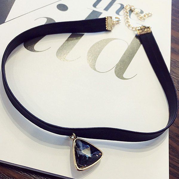 

Charming Faux Crystal Triangle Choker Necklace For Women, Gray