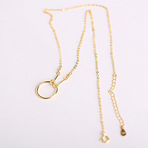Vintage Solid Color Circle Necklace For Women - d'or 