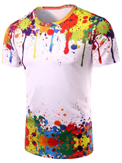T-Shirt À İmprimé Éclaboussé Coloré - multicolore L