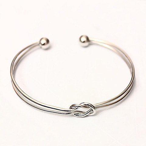 Chic Layered Knot Cuff Bracelet For Women - Argent 