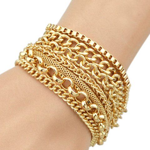 Superbe Solid Color Multilayer Bracelet chaîne pour les femmes - d'or 