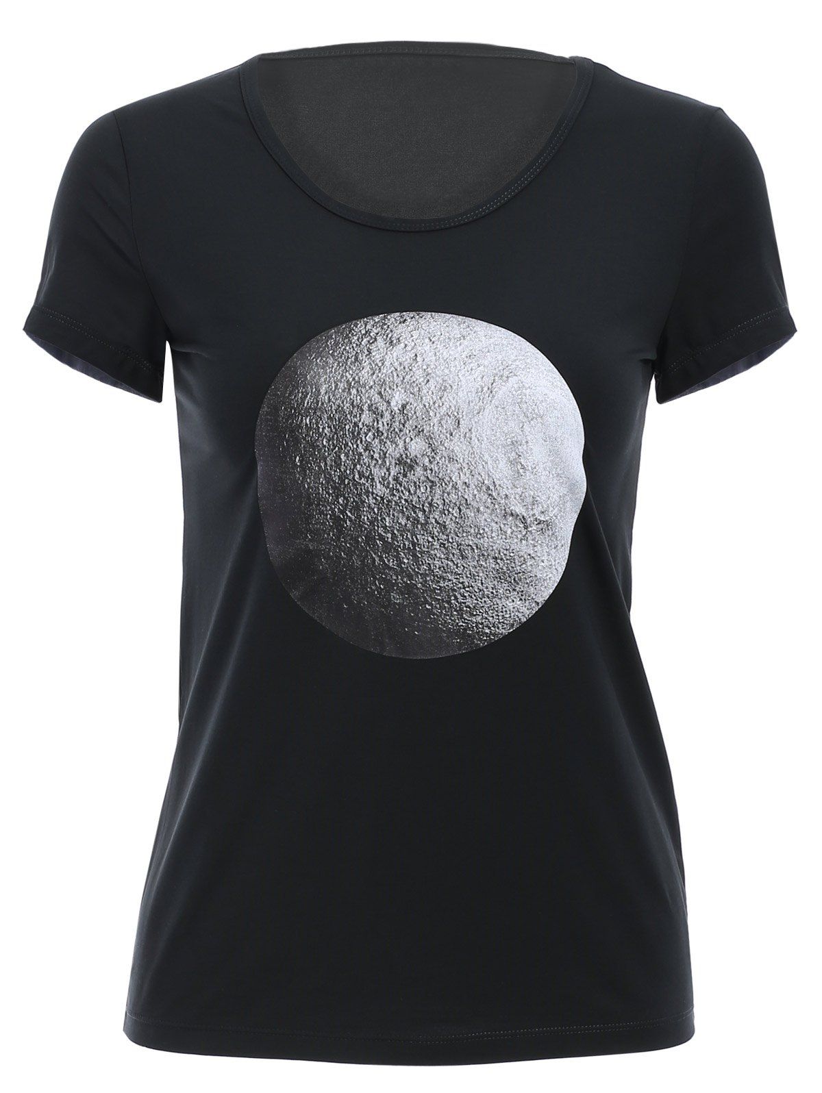 

Trendy Women's Round Neck Short Sleeve 3D Print T-Shirt, Blackish green