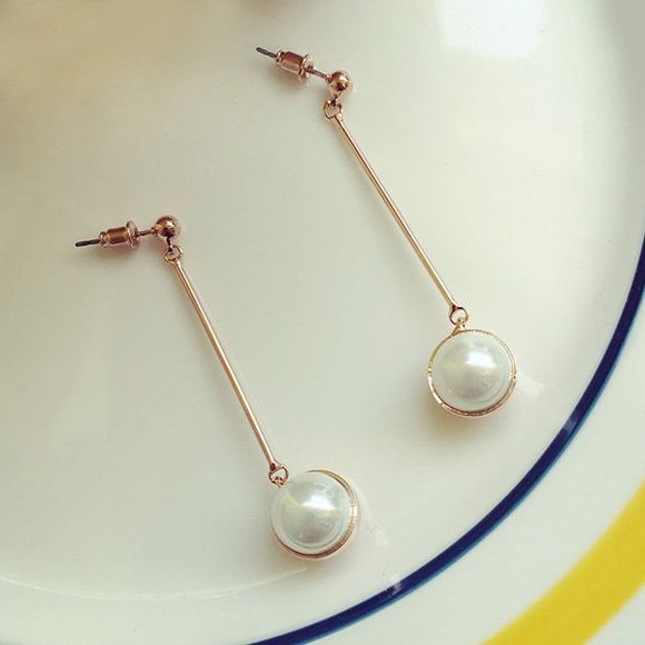 Pair of Chic Faux Pearl Beads Earrings For Women - Or de Rose 
