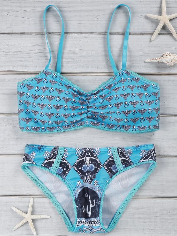 Women 's  Chic Blue Print Bikini Costume Maillots de bain - Turquoise M