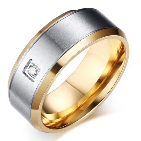 Simple d'or Fashion strass alliage hommes s 'Ring - Argent 