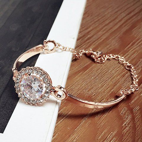 Stunning Alloy Faux Crystal Rhinestone Bracelet For Women - d'or 