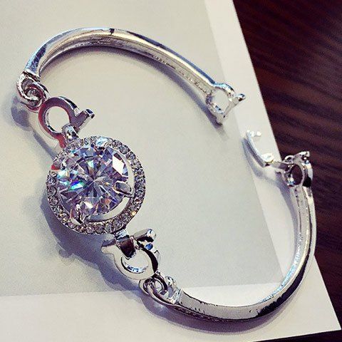 Stunning Alloy Faux Crystal Rhinestone Bracelet Jewelry For Women - Argent 