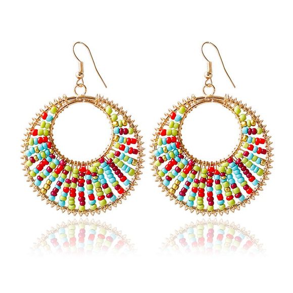 Paire de élégante Colorful Perle Boucles d'oreilles rondes pour les femmes - multicolore 