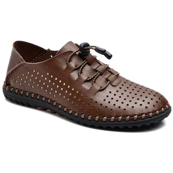 Fashionable Breathable and Lace-Up Design Men's Casual Shoes - marron foncé 42