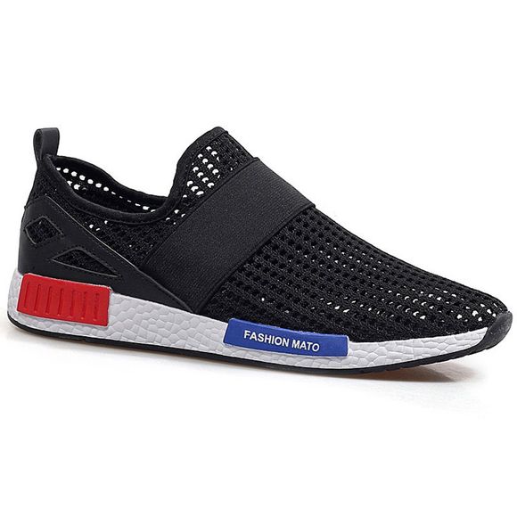 Stylish Breathable and Elastic Band Design Men's Casual Shoes - Noir 41