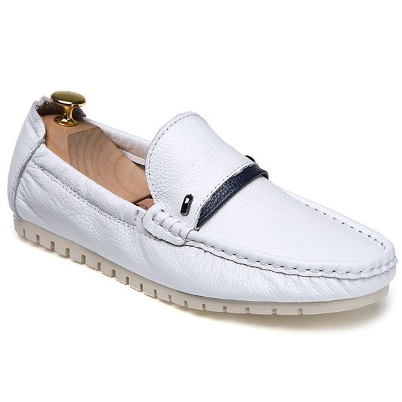 Stylish Hit Color and PU Leather Design Men's Casual Shoes - Blanc 39