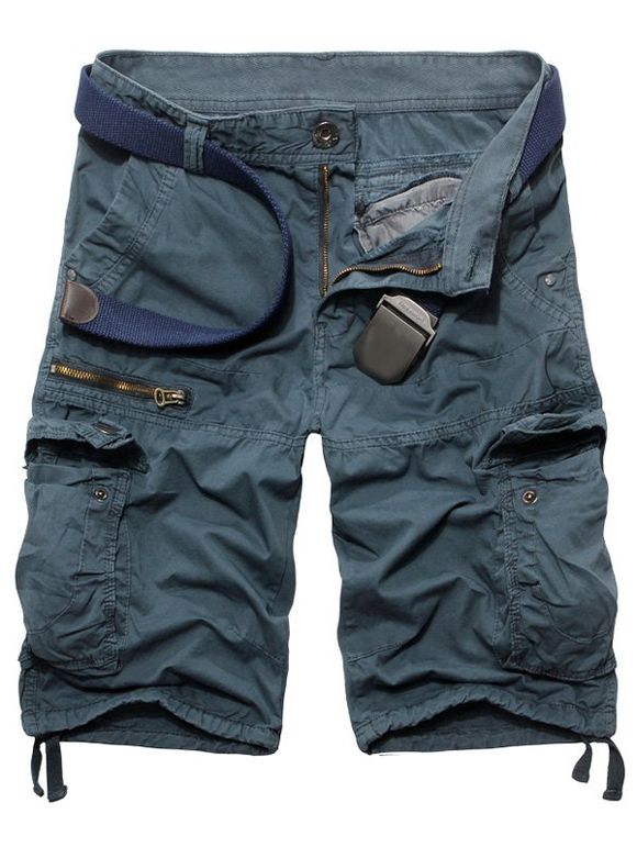 Fashion Zip conception solide Shorts Men 's  Couleur Cargo - Bleu clair 34