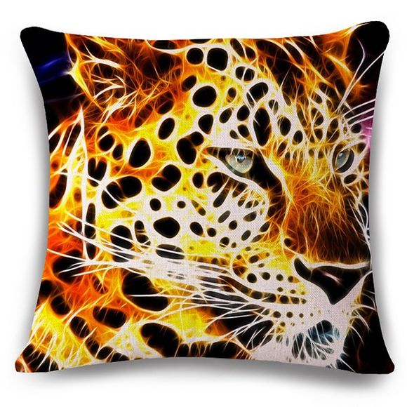 Élégant Motif Leopard 3D, Carré, lin Taie (Sans Oreiller intérieur) - multicolore 