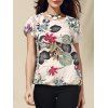 T-shirt de style rétro à encolure dégagée à manches courtes imprimé floral Loose Women - Gris S