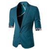 Minceur Three Quarter Sleeve Solid Color Men 's Blazer - Bleu profond M