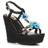 Graceful T-Strap et Sandals Bead design Femmes  's - Noir 35