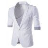 Minceur Three Quarter Sleeve Plaid Men 's Blazer - Blanc M