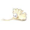 Broche Feuille strass élégante perle de Faux pour les femmes - d'or 