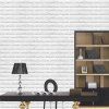 60x60 Chic 3D Brick Wallpaper Wall Sticker For Livingroom TV Background - Blanc 