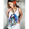 Scoop Neck Horse Pattern Tank Top - Blanc M