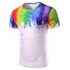 T-Shirt à Col Ras-de-Cou Motif Éclaboussures de Peintures 3D - multicolore 2XL