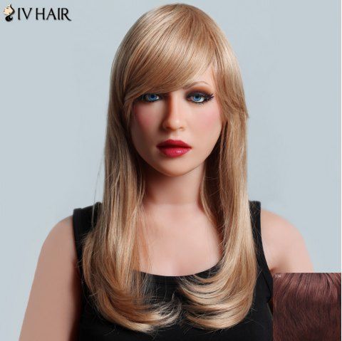 Attractive Long Side Bang Siv Hair Natural Straight Capless Women S Human Hair Wig