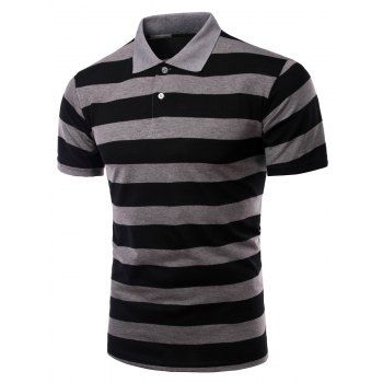 [41% OFF] 2021 Men's Stripes Turn-down Collar Short Sleeves T-Shirt In ...