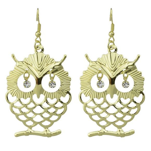 Paire de boucles d'oreilles Pendentif strass élégant évider Owl pour les femmes - d'or 