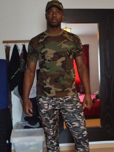 T-shirt amincissant Fit manches courtes Camo col rond pour les hommes - Camouflage XL