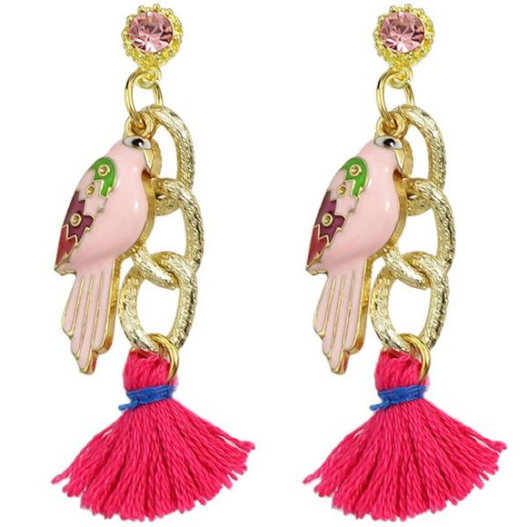 Pair of Chic Bird Tassel Earrings For Women - Rose 