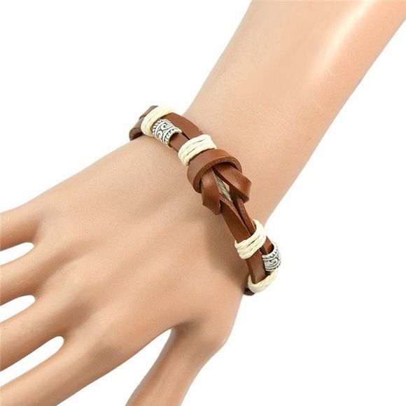 Retro Multilayer PU Knot Bracelet en cuir pour les femmes - café 