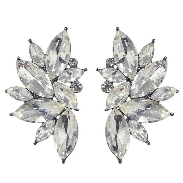

Pair of Retro Fake Crystal Leaf Earrings For Women, White