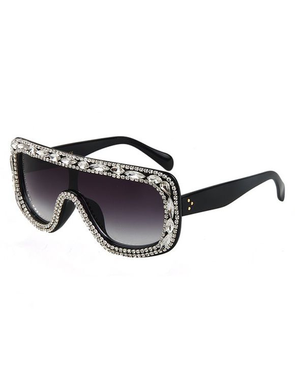 Chic strass noir Shield Sunglasses pour les femmes - Noir 