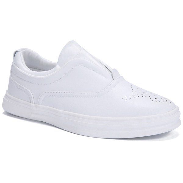 Stylish Solid Colour and Breathable Design Men's Casual Shoes - WHITE 44