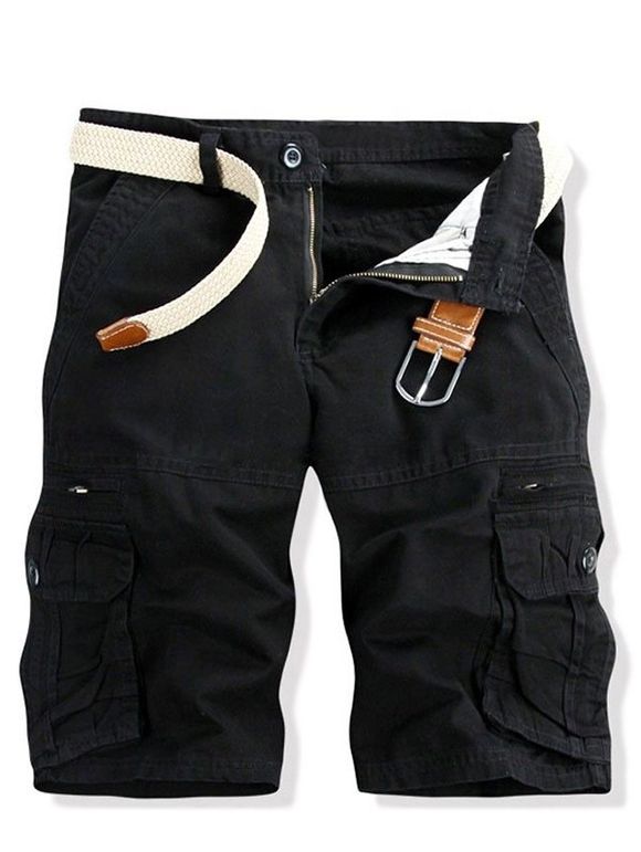 Casual Multi-poches Solide Couleur Men 's Cargo Shorts - Noir 38