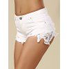 Shorts dentelle mode Spliced ​​Pocket design frangée Femmes  's - Blanc S
