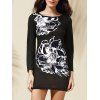 Femmes Chic  's Jewel Neck manches longues Floral T-shirt imprimé robe - Noir M