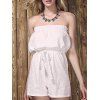 Charming Drawstring Solid Color Strapless Romper For Women - Blanc XL
