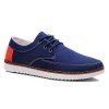 Chaussures Décontractées en Toile de Couleur Unie avec Lacets Design pour Hommes - Bleu profond 42