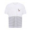 Vogue col rond Zipper Color Block Stripes Spliced ​​Men  's manches courtes T-shirt - Blanc XL