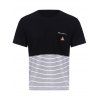 Vogue col rond Zipper Color Block Stripes Spliced ​​Men  's manches courtes T-shirt - Noir 3XL