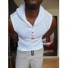 Bouton Trendy Solid Color design à capuche sans manches Slimming Men 's Tank Top Polyester - Blanc M