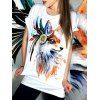 Simple Style Scoop Neck Short Sleeve Animal Pattern T-Shirt For Women - Blanc L