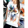 Simple Style Scoop Neck Short Sleeve Animal Pattern T-Shirt For Women - Blanc S