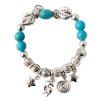 Charme ethnique Faux Turquoise Dolphin Pentagram Bracelet pour les femmes - Argent 
