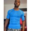 Col rond Pull Color Block Collants T-Shirt Quick-Dry Cycling For Men - Bleu L